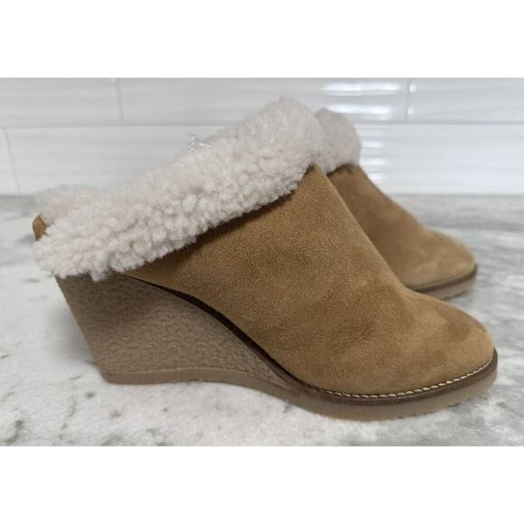 Isabel Marant Takita Shearling Suede Wedge Mule Slide On Shoes Size 37 - Picture 6 of 16